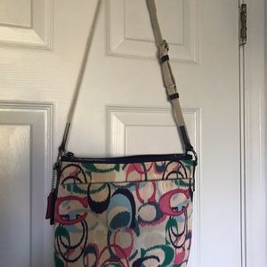 Crossbody multi colored coach bag